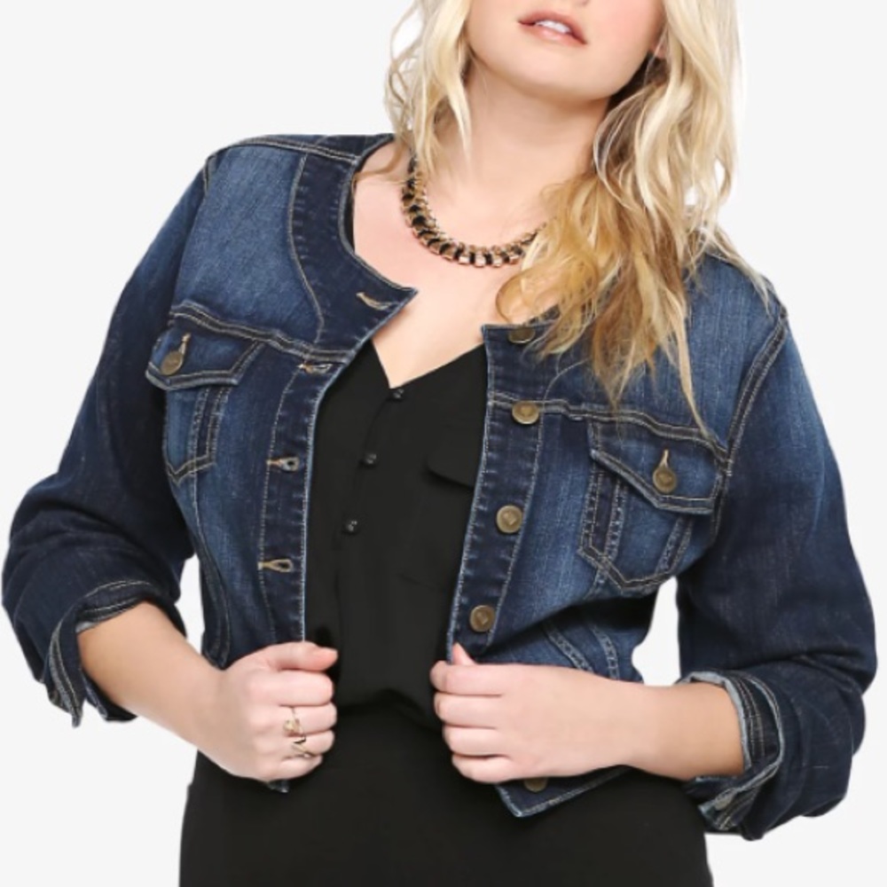 Torrid White Label Cropped Denim Jacket Dark 1X
